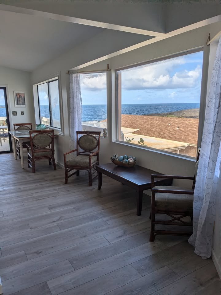 Dining table with ocean views